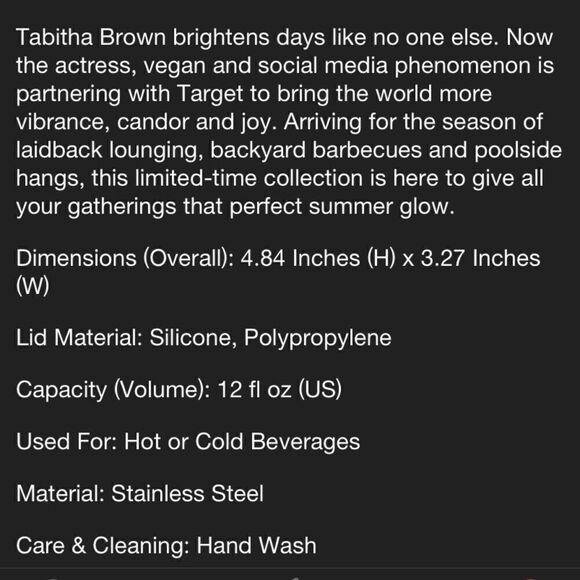 Tabitha  Brown Fruited Design Steel wine Tumbler - Picture 4 of 5